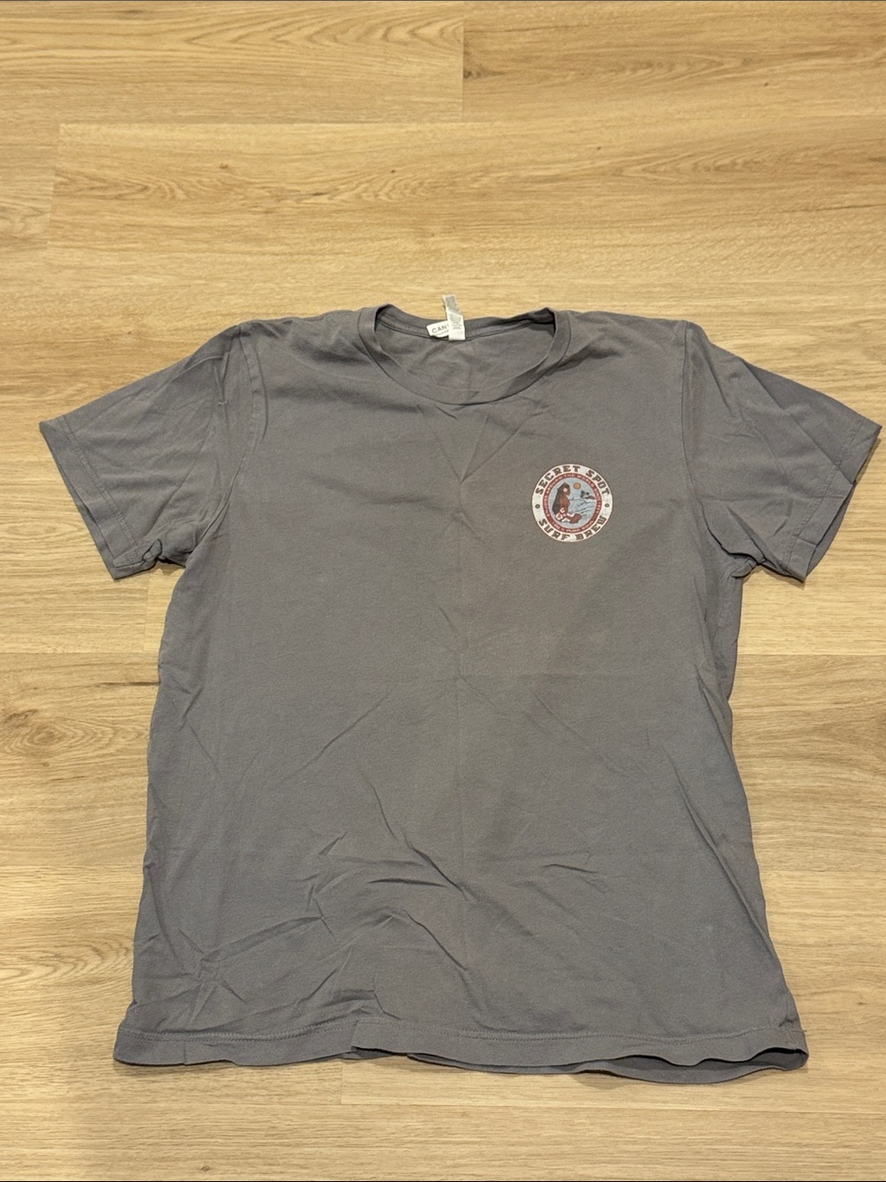 Secret Spot Surf Shop Gray Graphic Crewneck T-Shirt - Casual Men's Tee